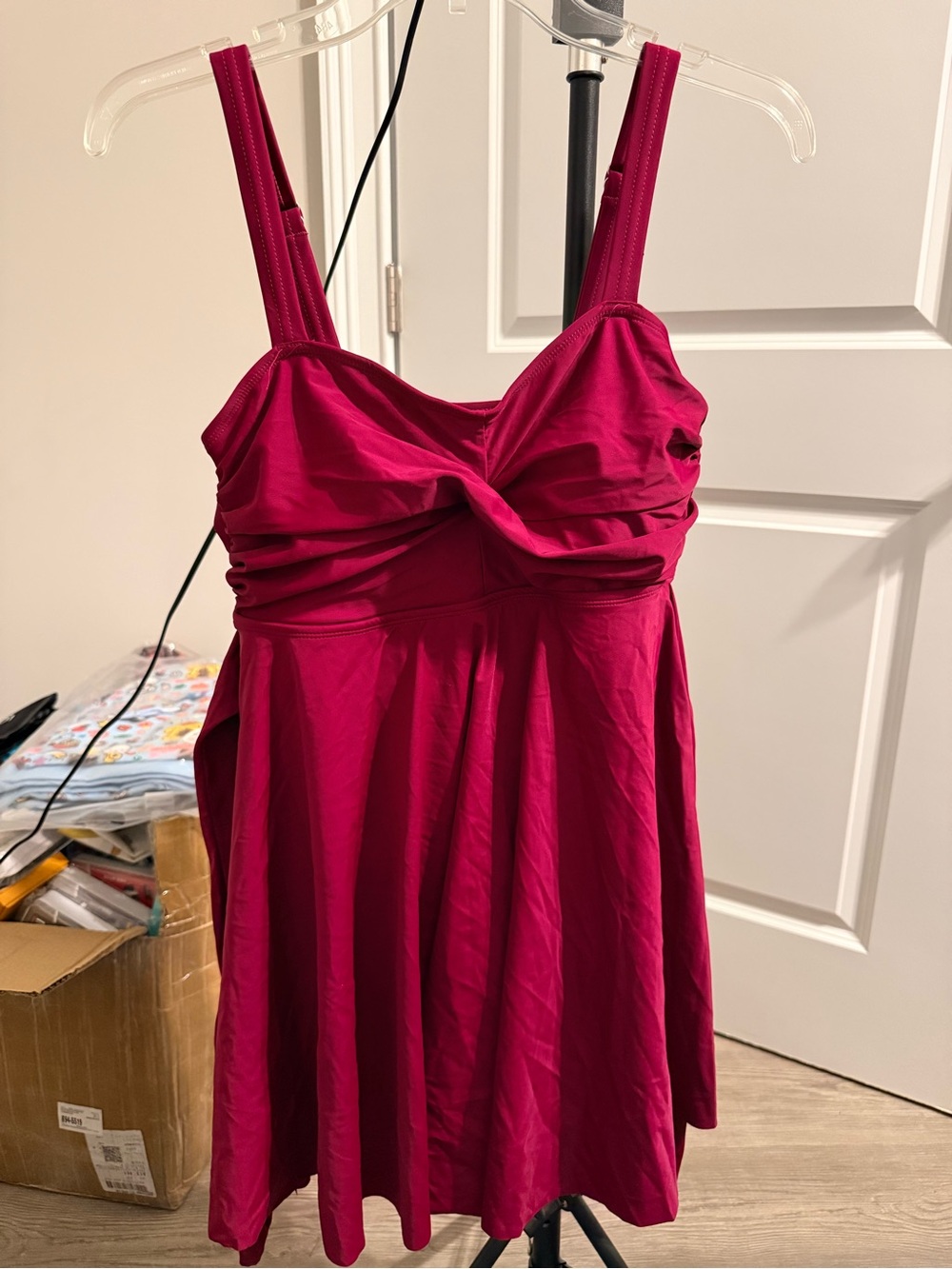 BloomChic Fuchsia Twist-Front Swim Dress